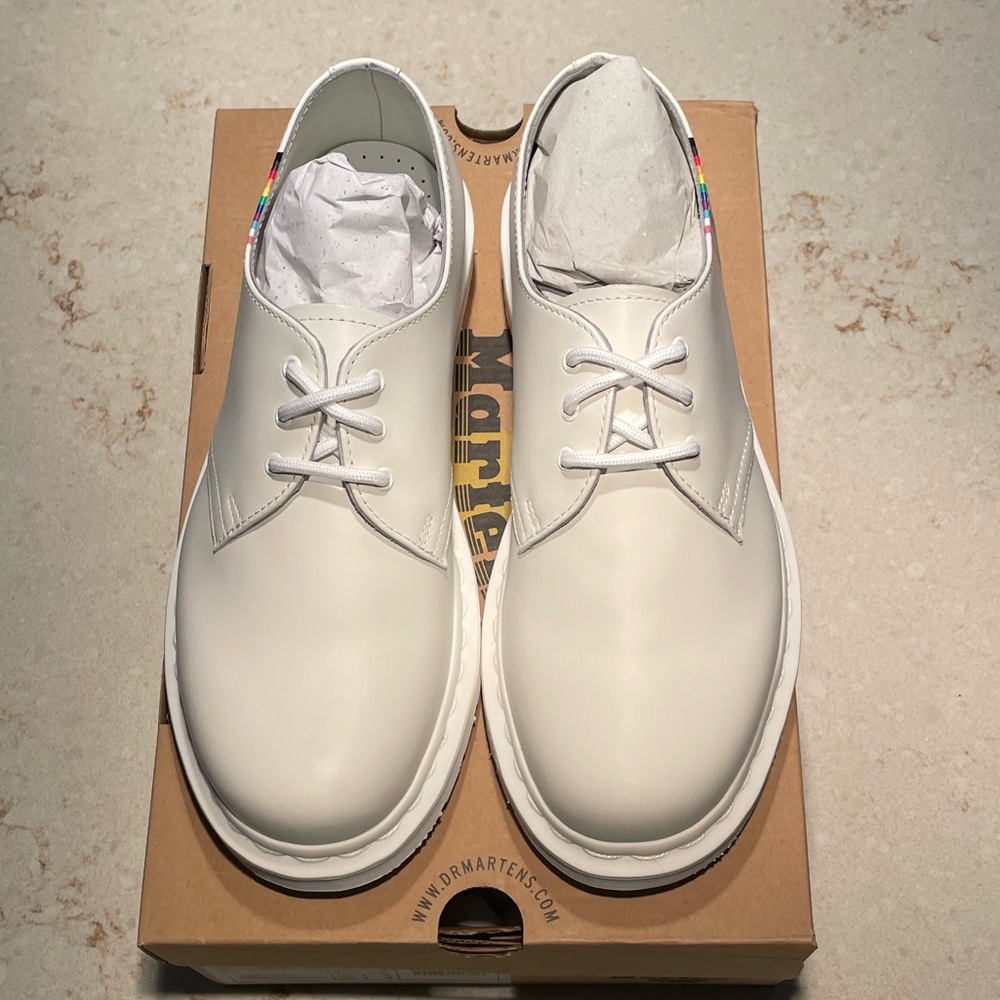 NEW Dr Martens 1461 White Leather Pride Core Shoes Ladies 9 Men 8 - Picture 10 of 10